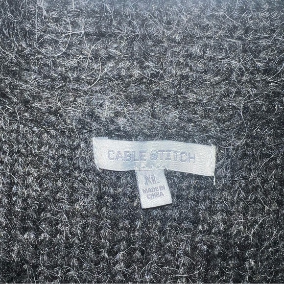 CABLE STITCH Oversized Argyle Tunic Sweater Wool Blend Charcoal EUC Sz XL - Picture 3 of 8